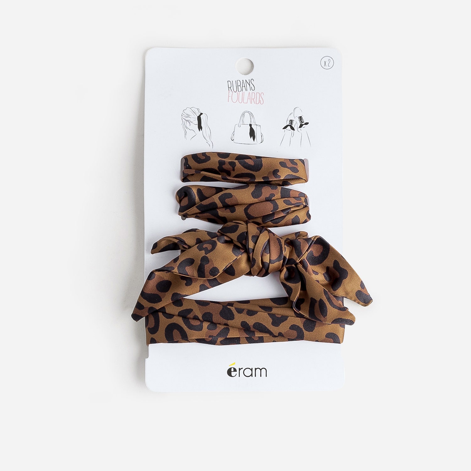 Rubans-foulards TEXTO camel à motif léopard