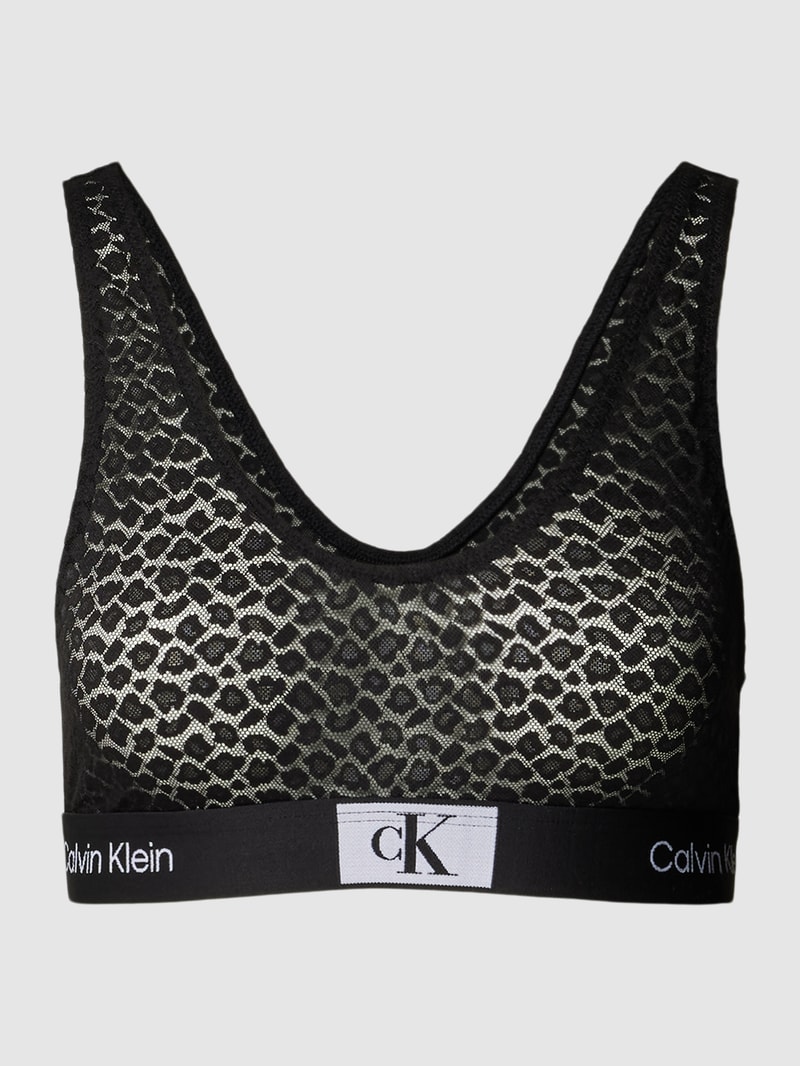 Bralette mit elastischem Logo-Bund in schwarz