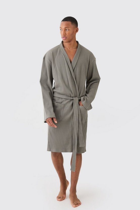 Leichter Loungewear-Morgenmantel in Waffeloptik