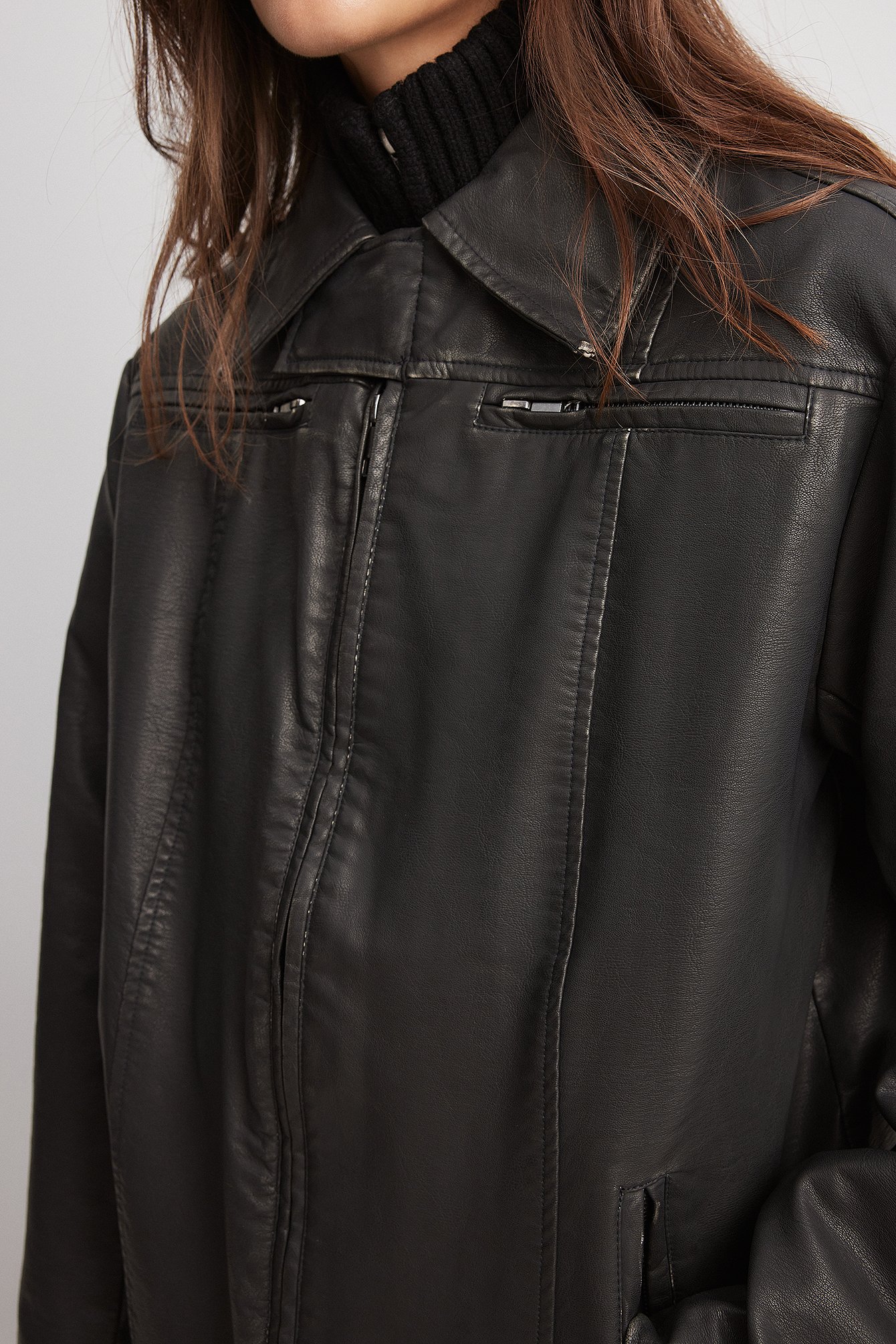 PU-Reißverschluss-Jacke