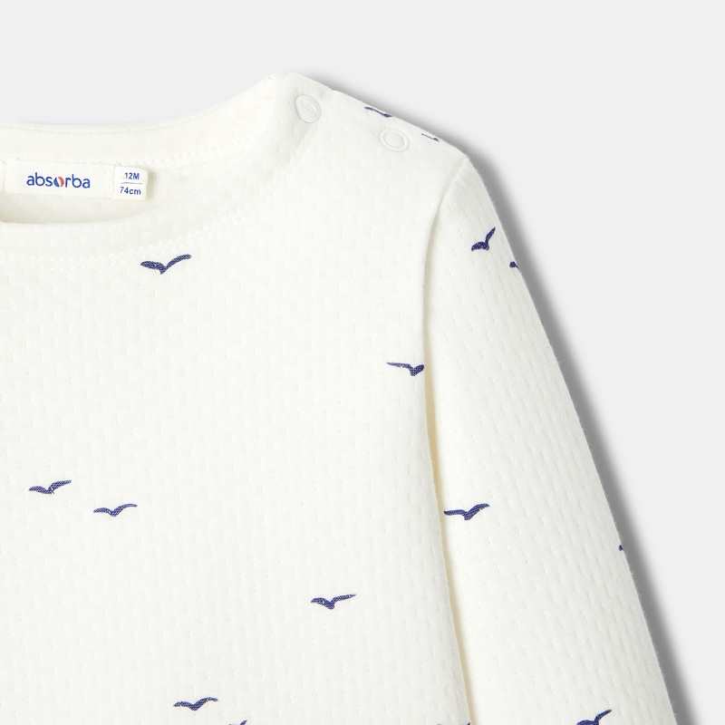 T-shirt manches longues en coton bio blanc bébé fille Absorba