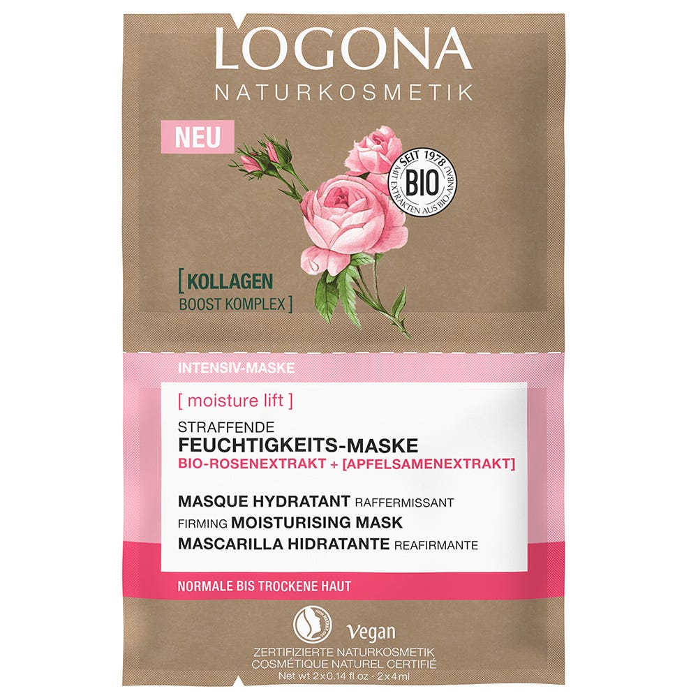 LOGONA Moisture Lift Straffende Feuchtigkeitsmaske Bio-Rosenextrat & Bio-Apfelsamenextrakt 8 ml