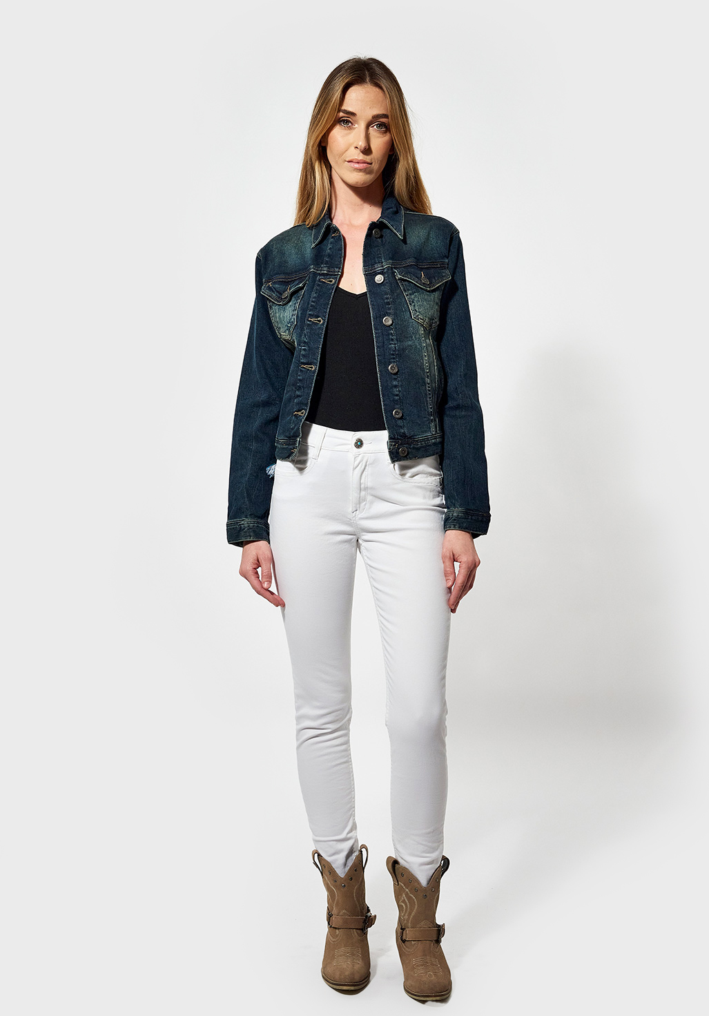 NISTA  Veste en jean cintrée Femme, effet délavé