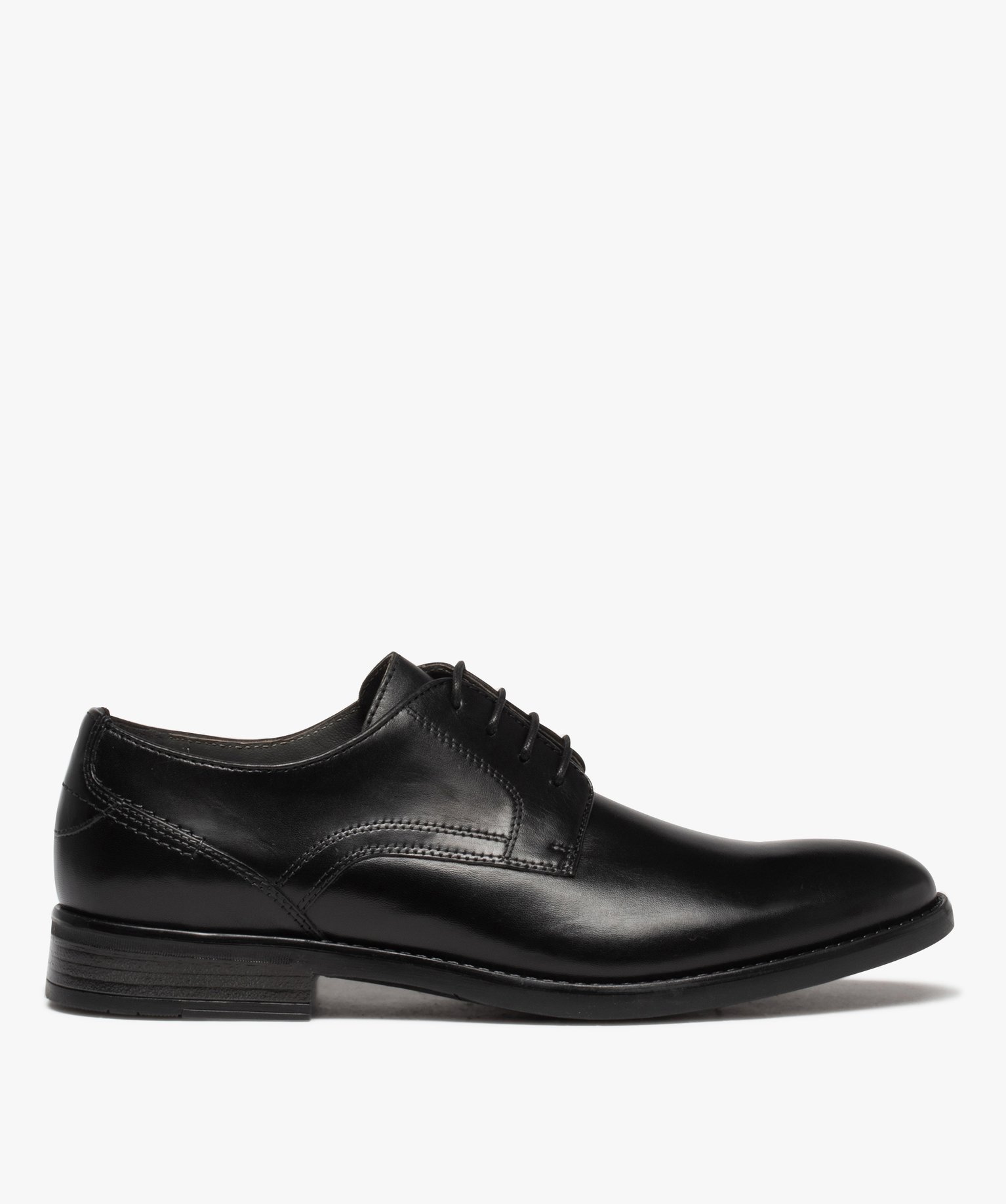 Derbies homme unies en cuir à lacets ronds noir | GEMO