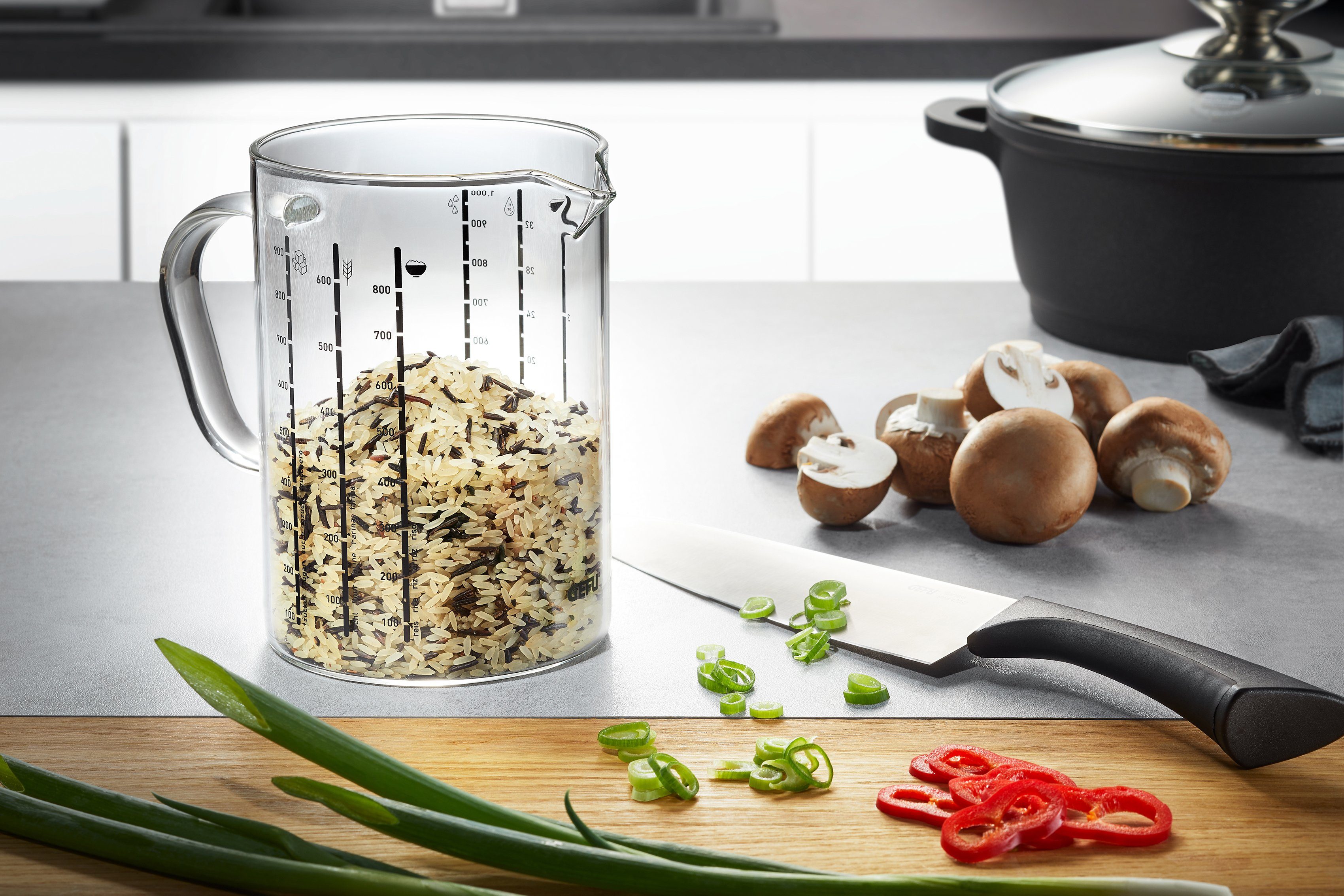 GEFU Messbecher METI, 1000 ml, Glas, Ausgießnase, 1 Liter