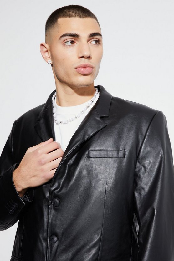 Lockere PU-Anzugjacke