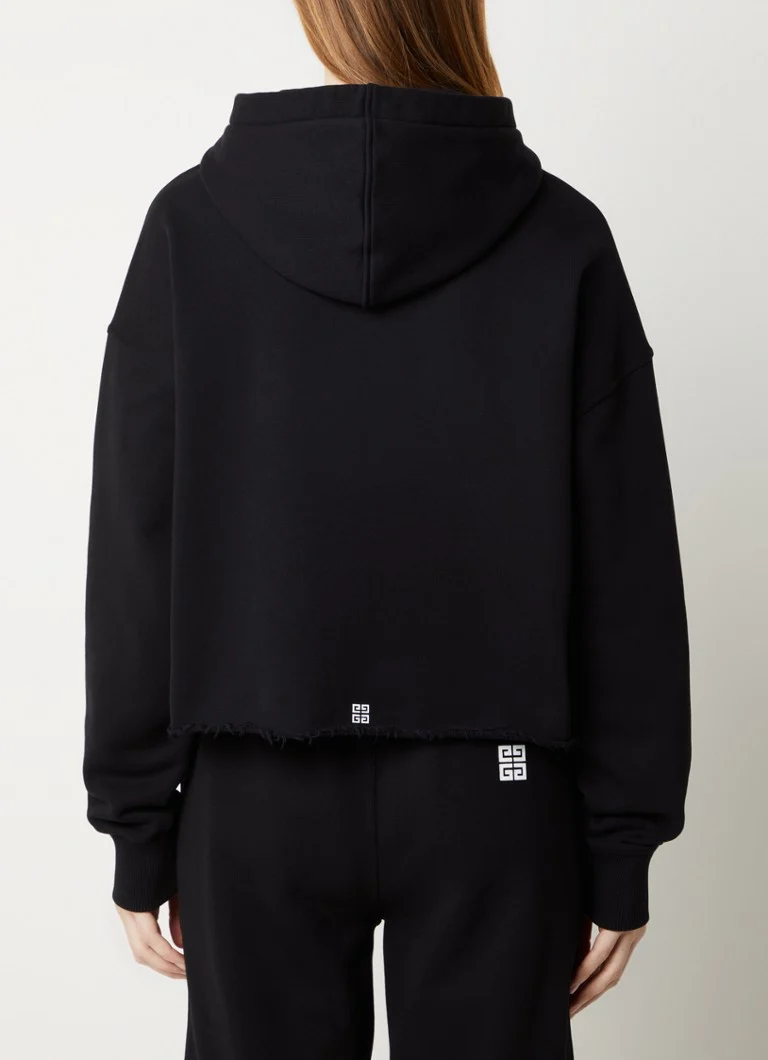 Felpa con cappuccio Givenchy con logo stampato e orlo sfrangiato
