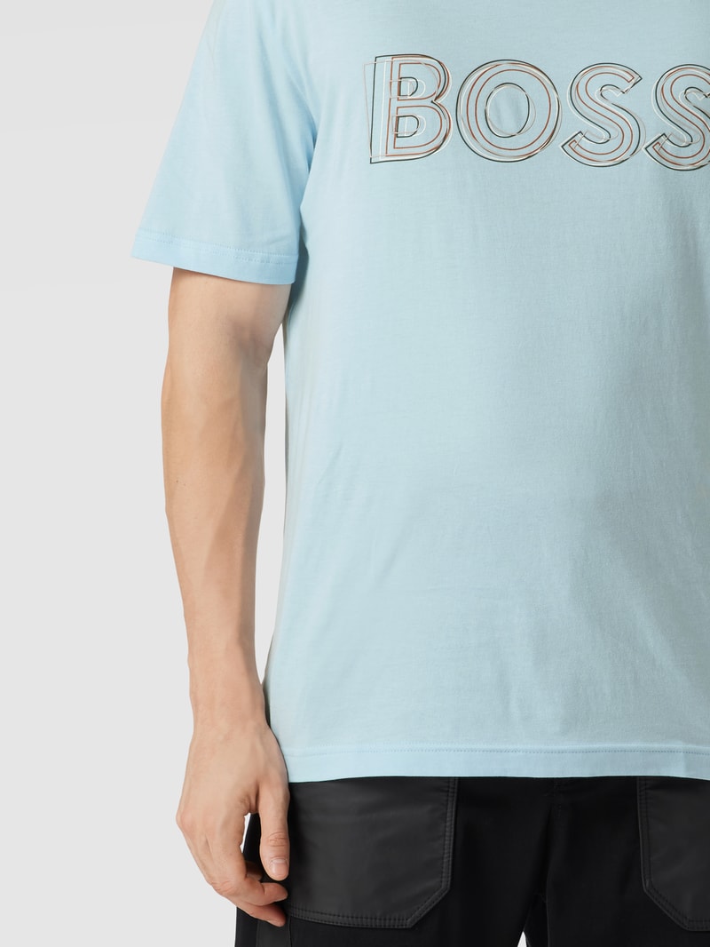 T-Shirt mit Logo-Print in hellblau