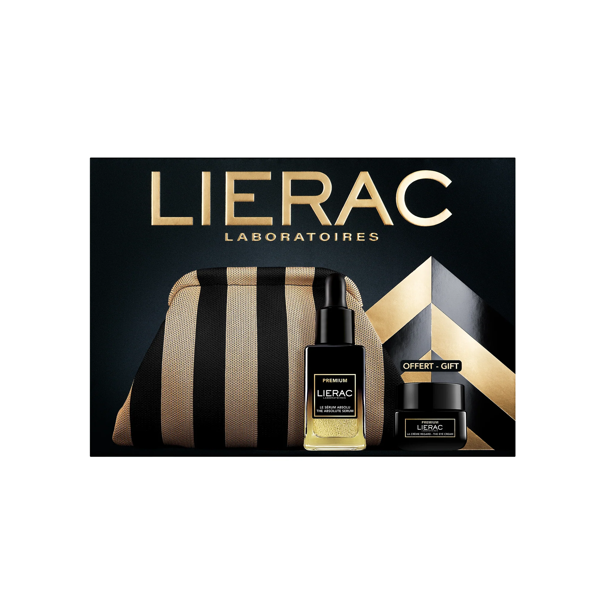 Set de regalo navideño premium: sérum + contorno de ojos premium + neceser - Set de regalo antiarrugas, sérum facial antiarrugas
