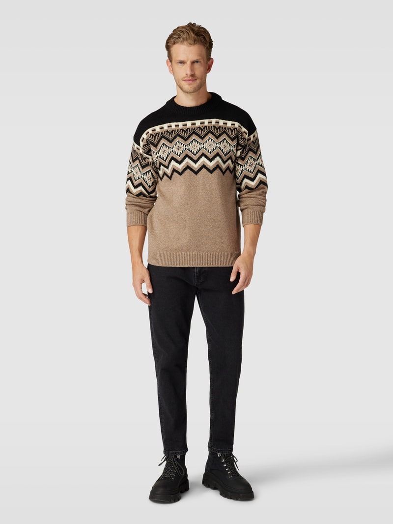 Strickpullover mit Zickzack-Muster Modell 'Randaberg' in haselnuss braun