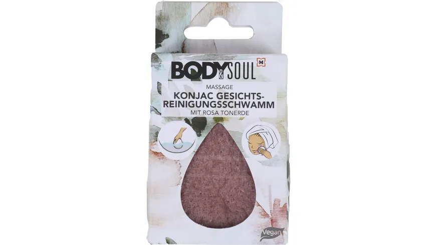 BODY&SOUL Konjac Gesichts Reinigungsschwamm Rosa Tonerde