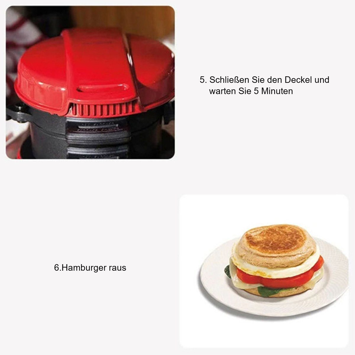 Yoyaxi 3-in-1-Sandwichmaker Hamburgermaschine - Sandwichmaschine, 3-in-1 Frühstücksmaschine, Omelette-Toaster
