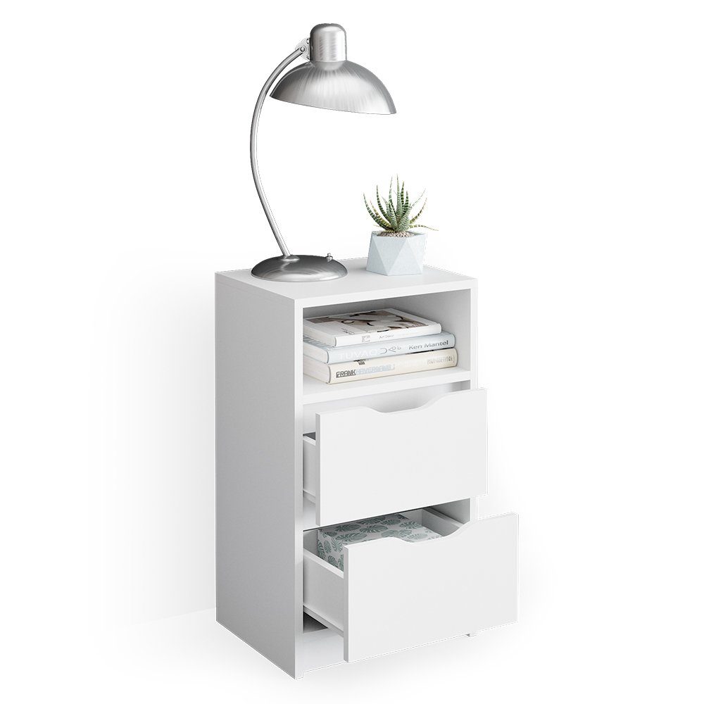 Vicco Nachtkommode Nachttisch Kommode für Boxspringbett RUBEN weiß