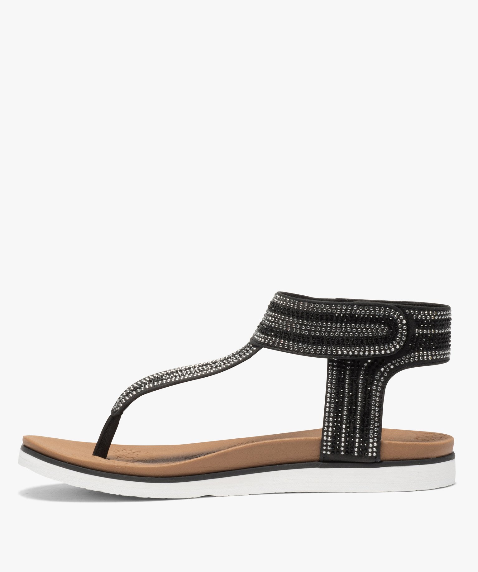 Sandales femme à entre-doigts et à strass - Skechers noir | GEMO