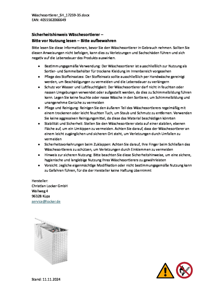 kobolo Wäschesortierer TRIPLEWASHWHT in Weiß günstig kaufen onesize