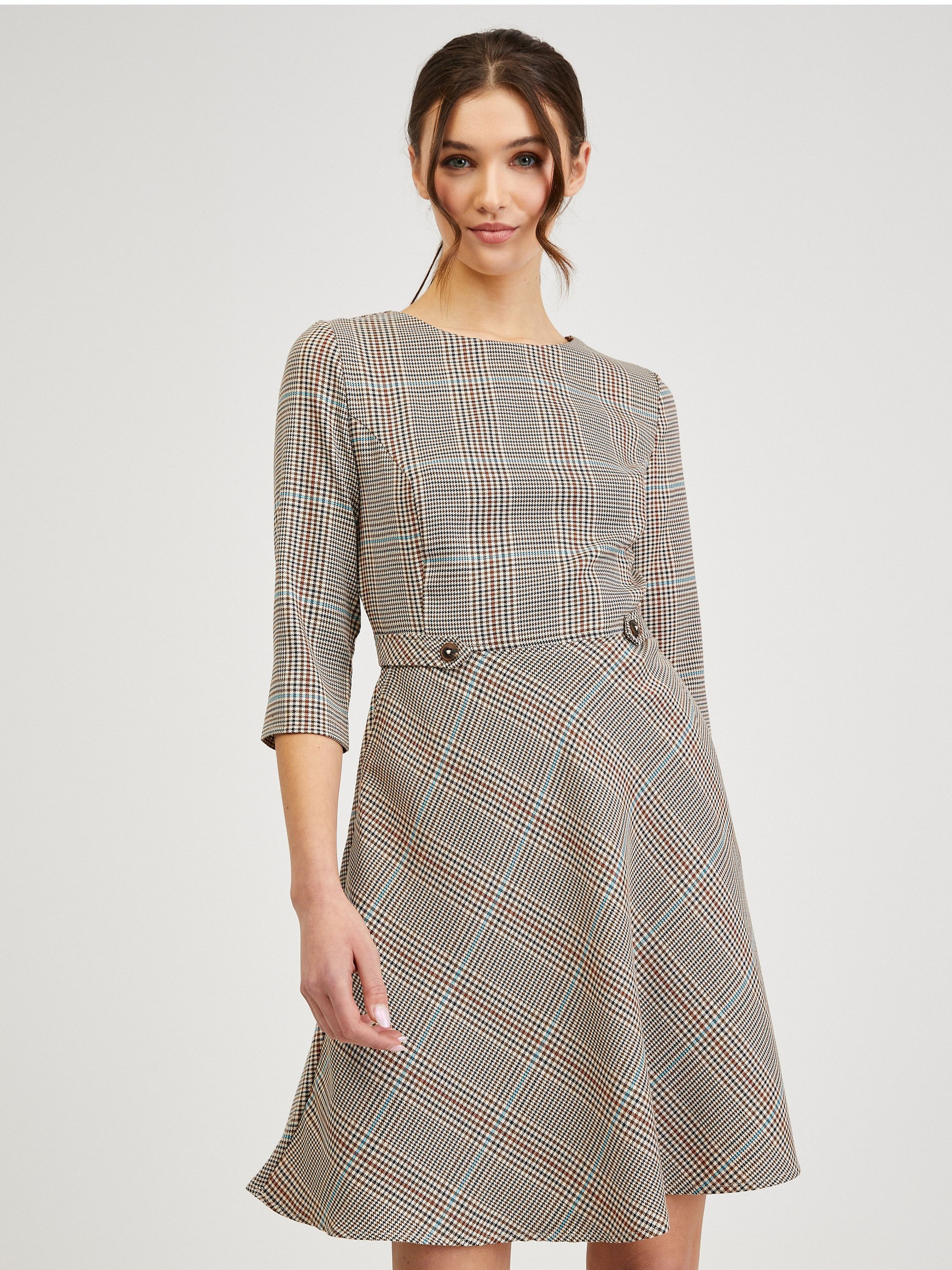 Braunes kariertes Kleid ORSAY