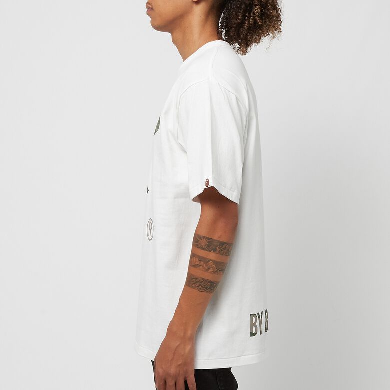 A Bathing Ape Layered Line Camo Ape Face Tee M white beige