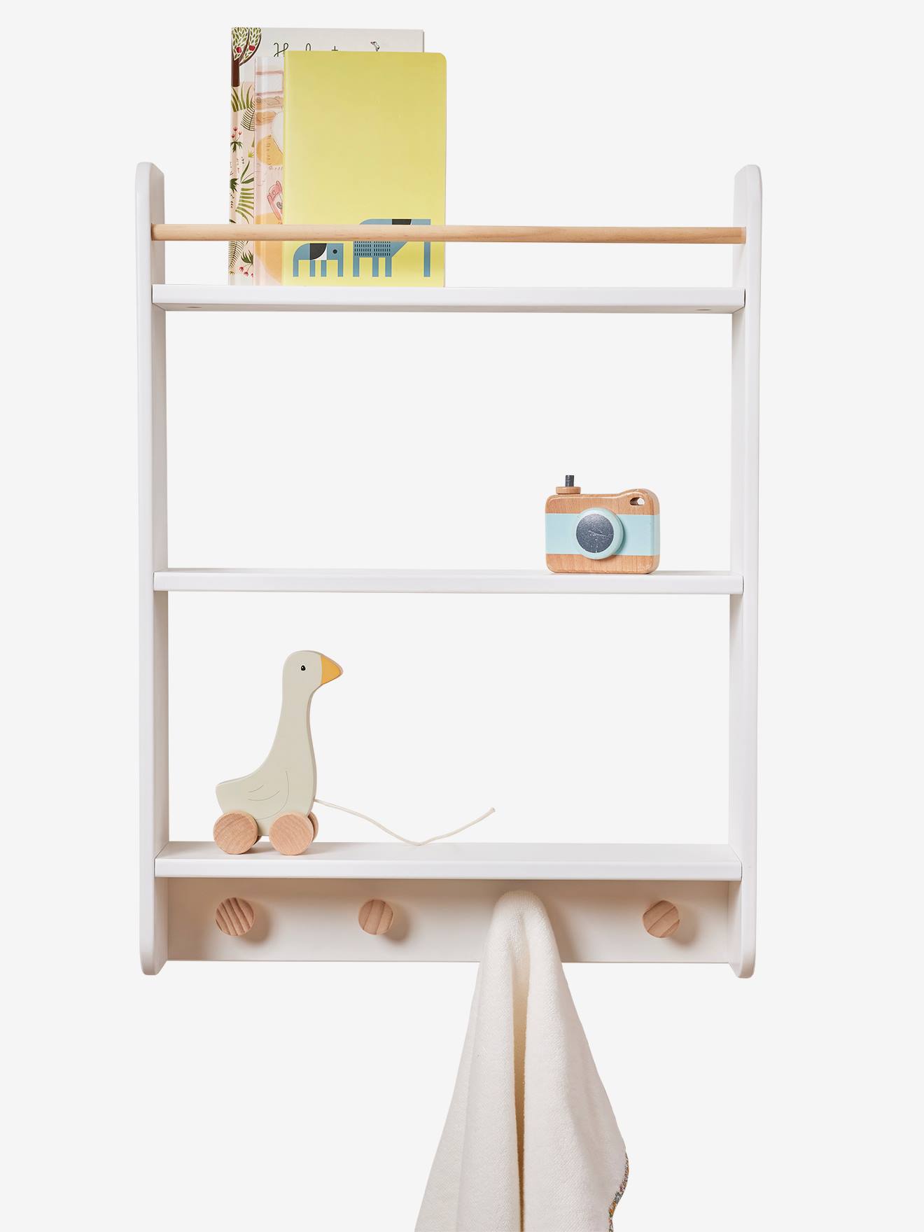 Vertbaudet Kinderzimmer Bücherregal mit Garderobe KONFETTI - weiß