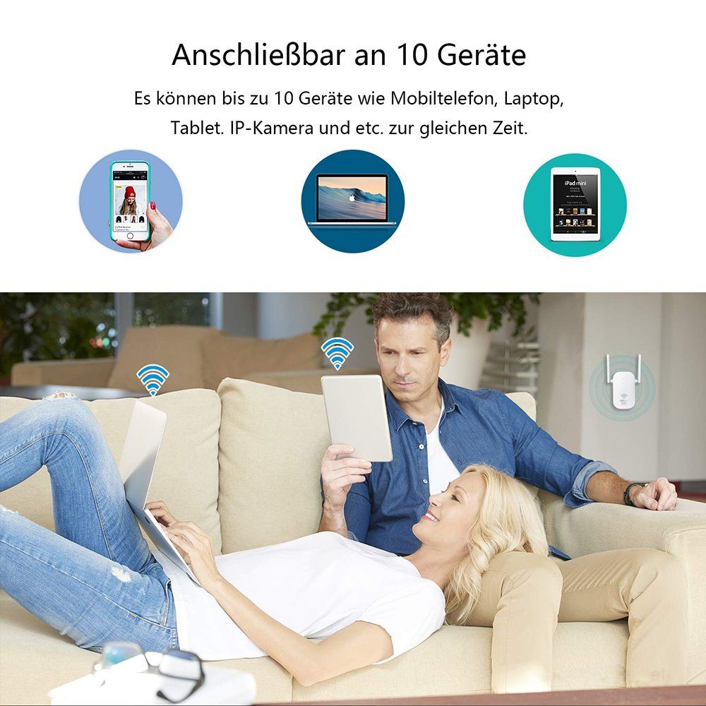 GelldG WLAN Verstärker WLAN Repeater 1200 Mbit/s WiFi Repeater WLAN-Repeater