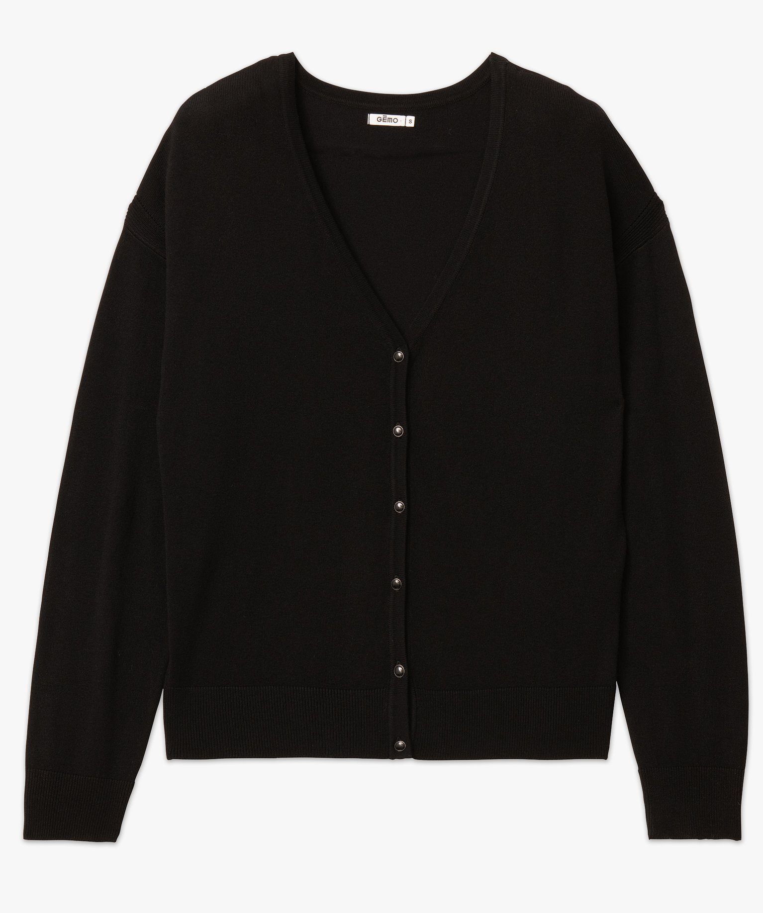 Gilet à col V en maille fine et boutons fantaisie femme noir | GEMO