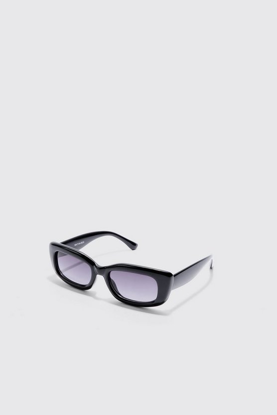 Eckige Plastik-Sonnenbrille in Schwarz