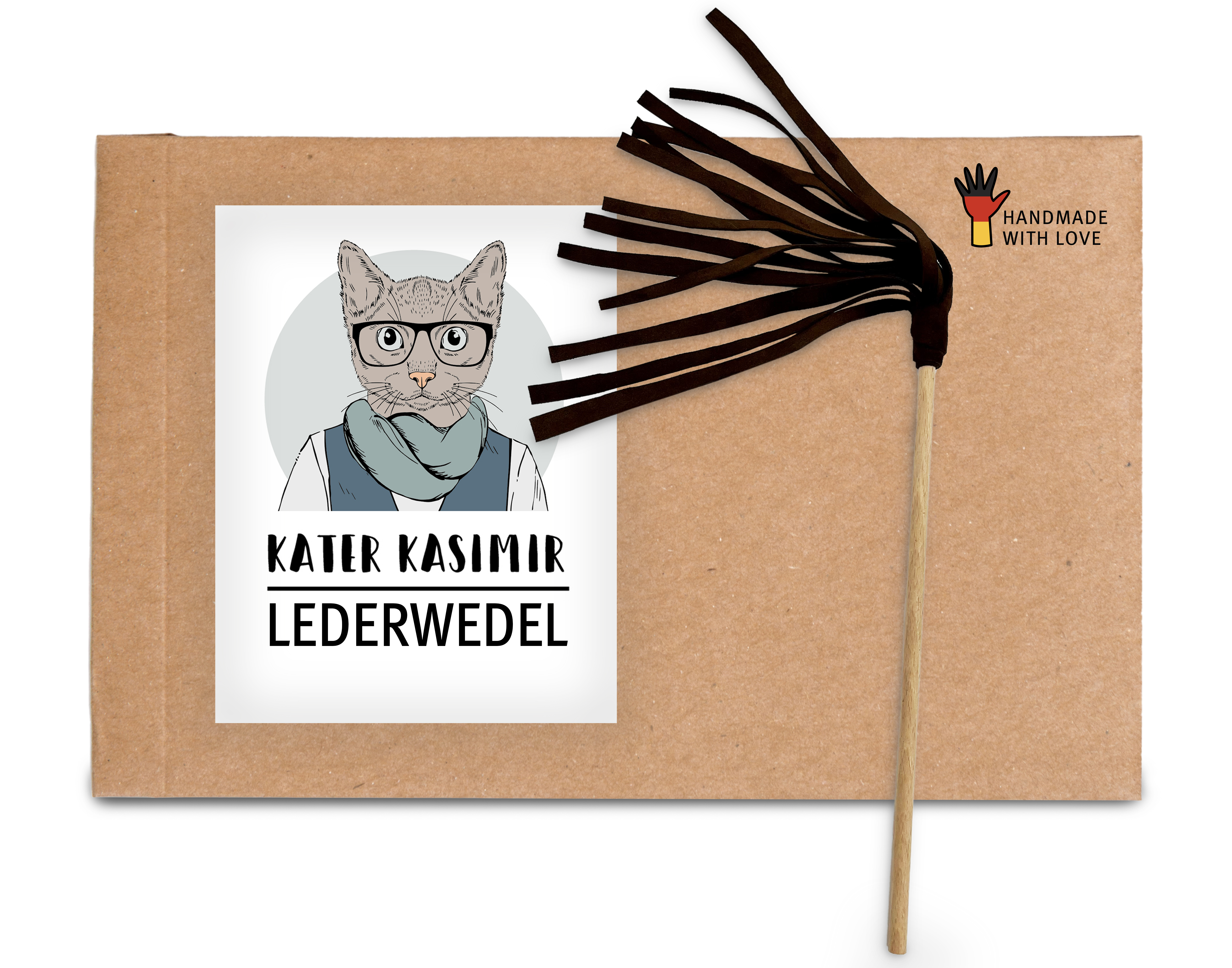 Kater Kasimir Katzenangeln Kater Kasimir handgemachter Premium Lederwedel für Katzen aus Rindsleder