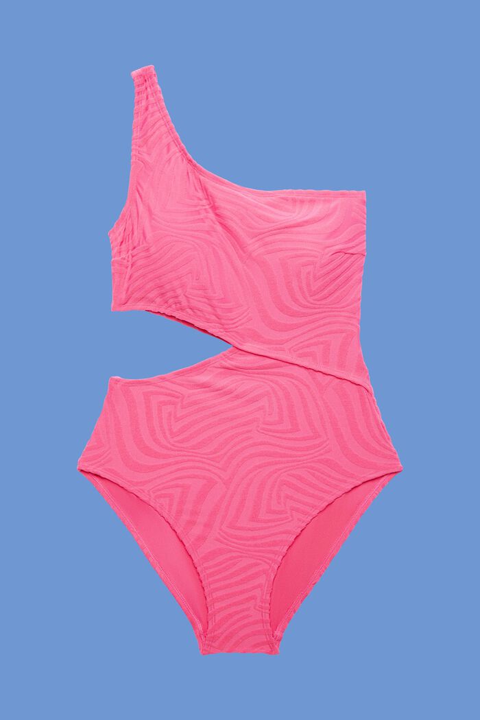 Asymmetrischer, wattierter Badeanzug aus Jacquard