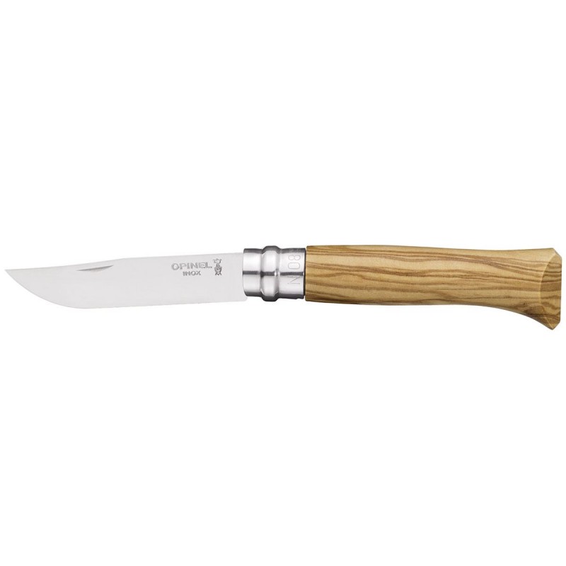 Opinel Knife n.8 Traditionelle Edelstahl-Olivenversion. (Opinel Inox).