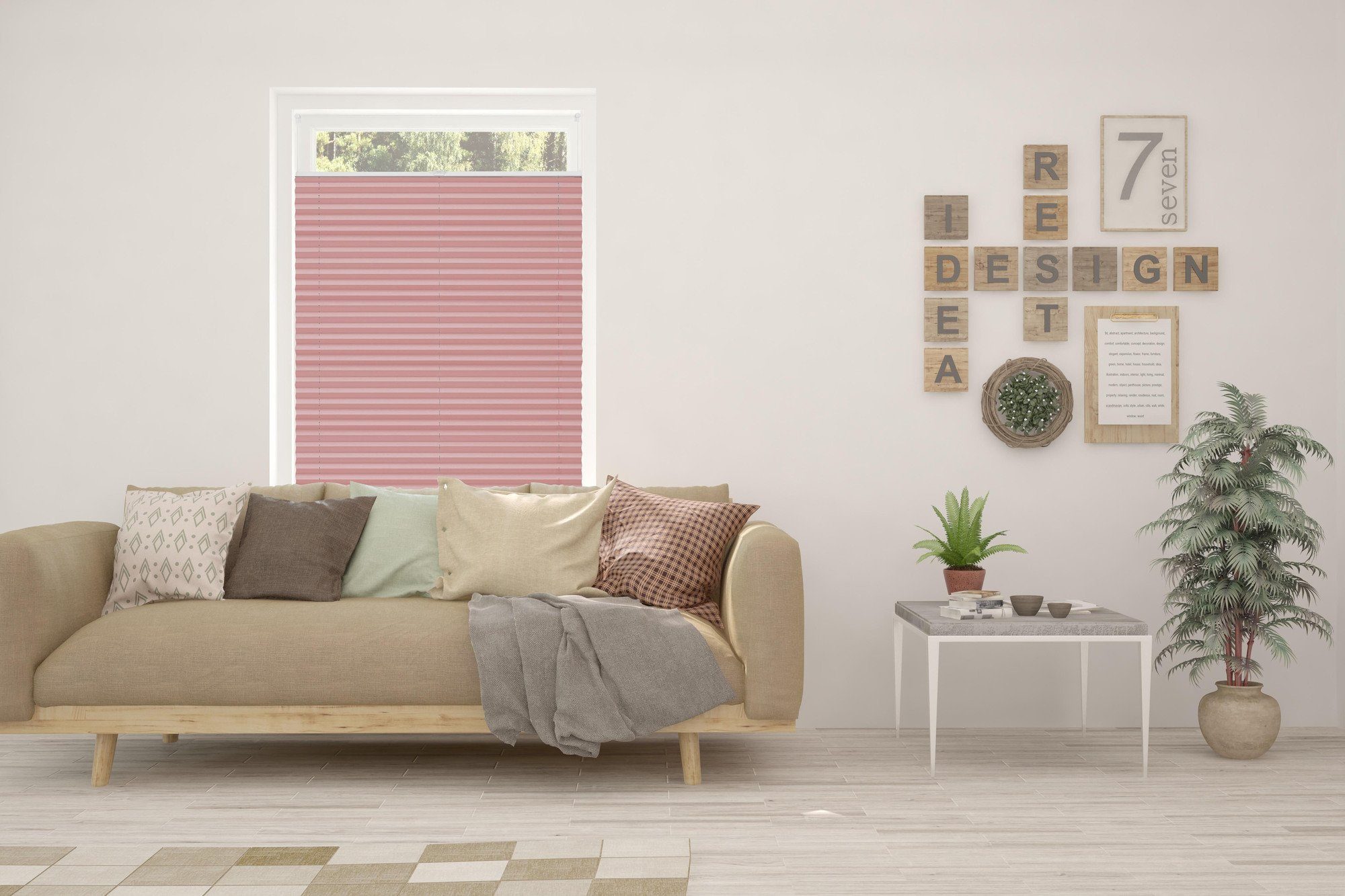 Plissee Basic, ondeco, Lichtschutz, ohne Bohren, verspannt, Klemmträger mit Feststellschraube