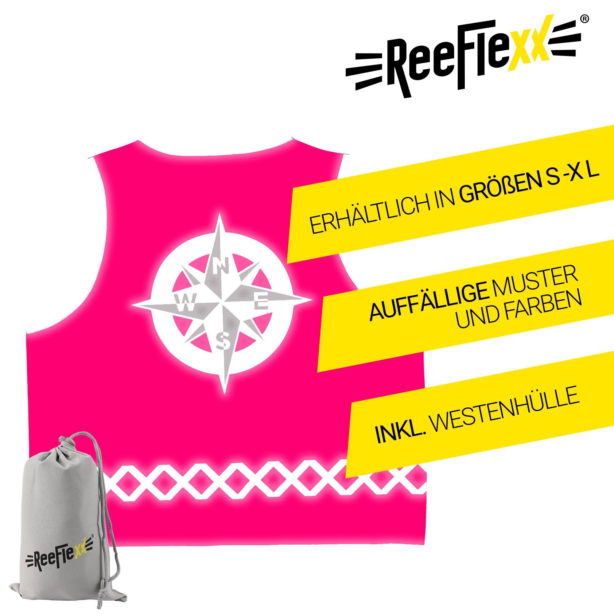 ReeFlexx Warnweste Solid Pink Compass - Damenwarnweste