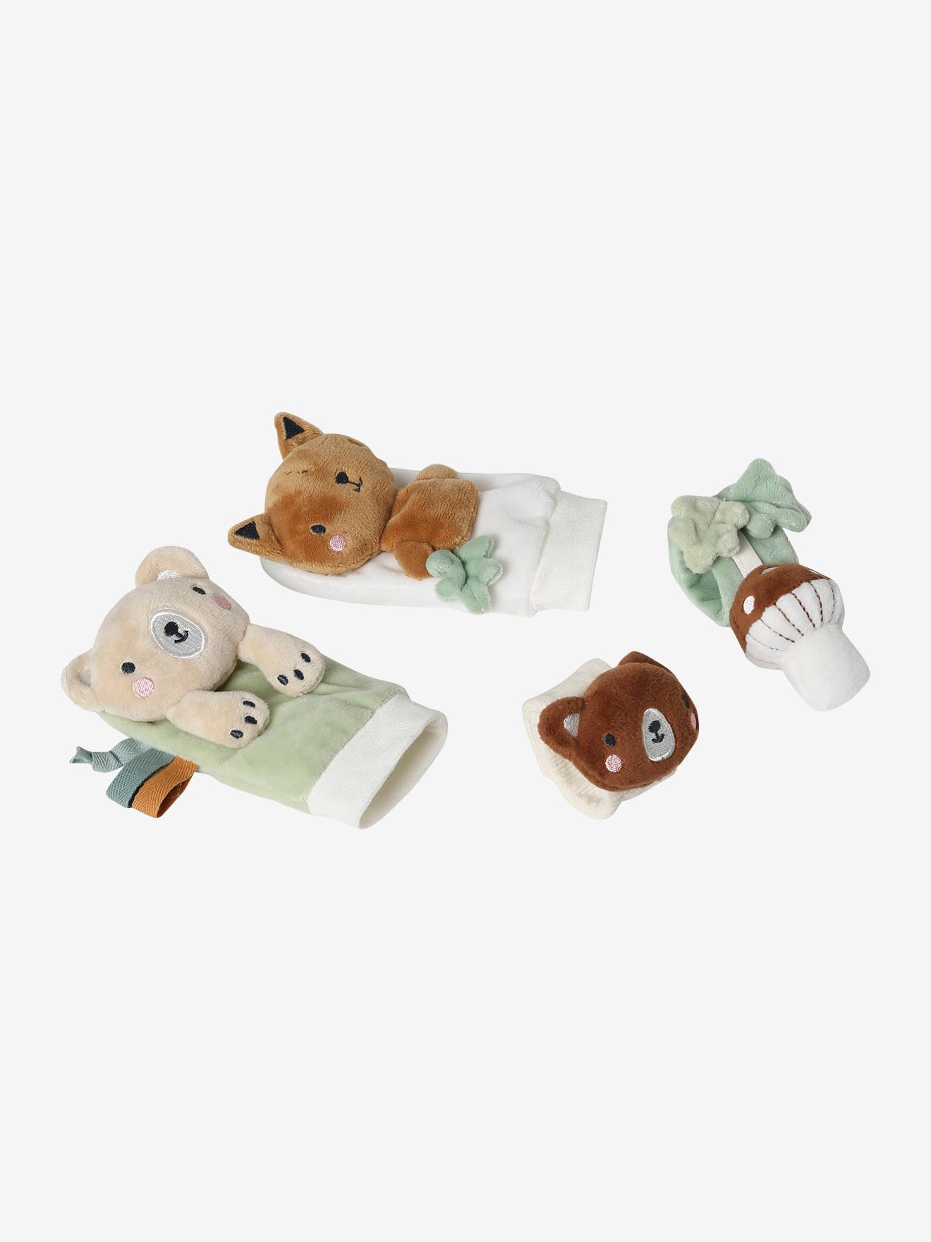 Vertbaudet Baby Rassel-Set: Armbänder & Socken GRÜNER WALD - braun