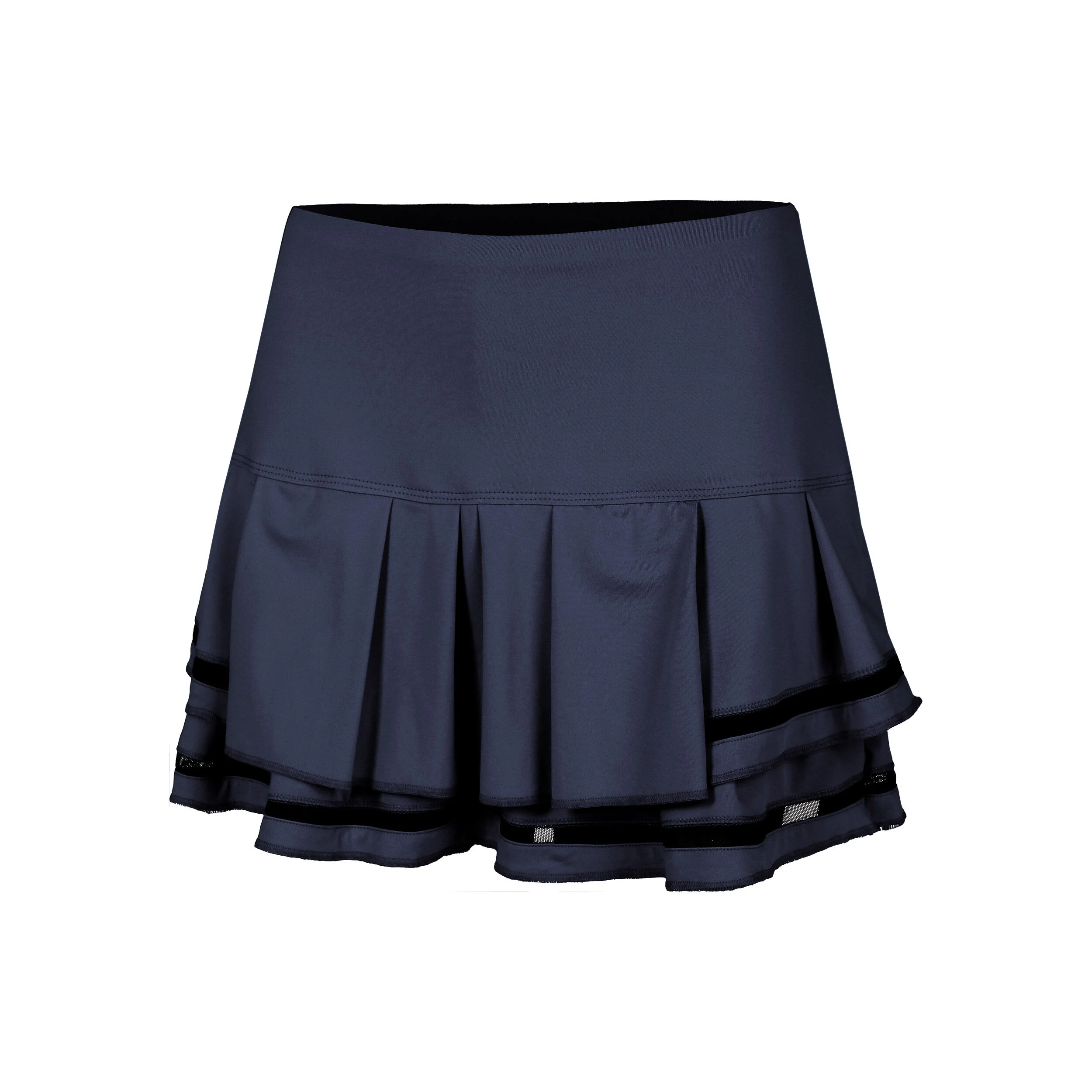 Long Pleat Tier Rock Damen - Schwarz, Blau