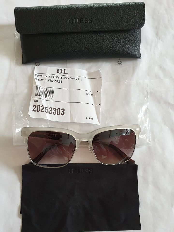 Guess Herren-Sonnenbrille in Weiß/ Braun günstig kaufen 58