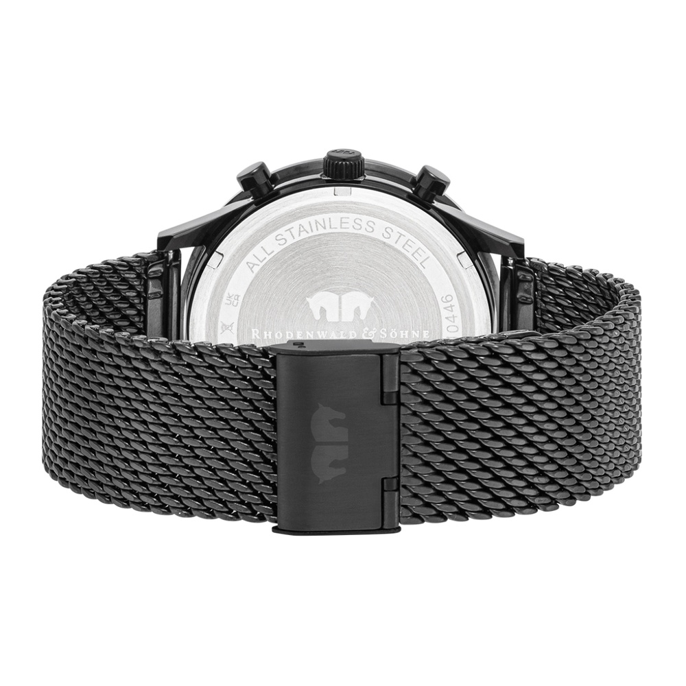 Rhodenwald & Söhne Chronographe Flight Captain en Noir Acier inoxydable en Noir Montre