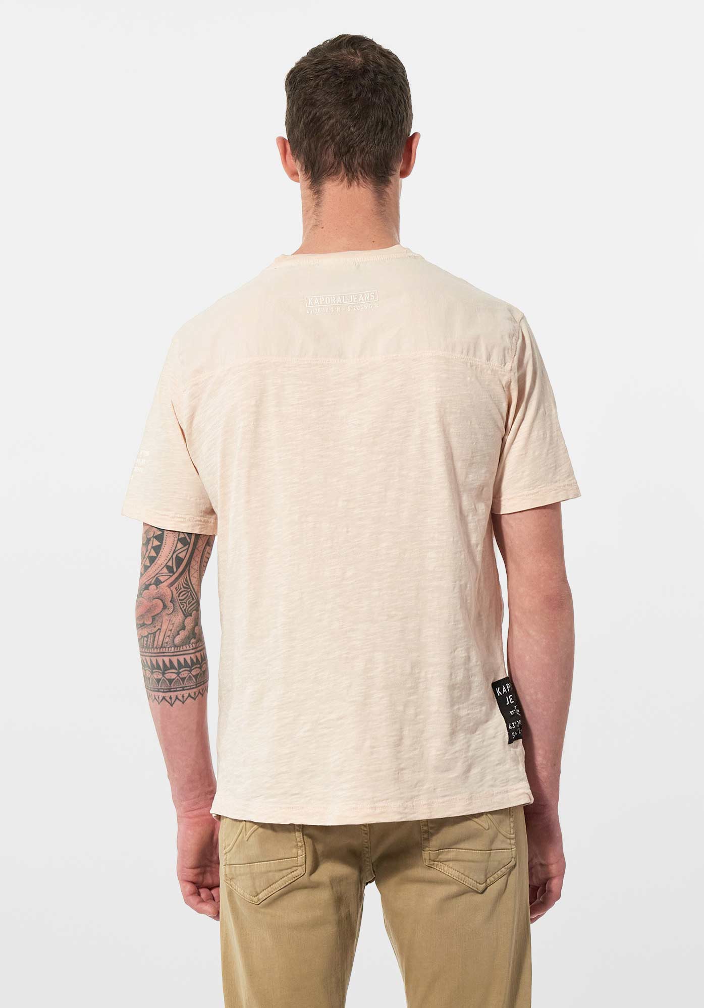 MOSHI  T-shirt bi matière rose chiné Homme en 100% coton bio