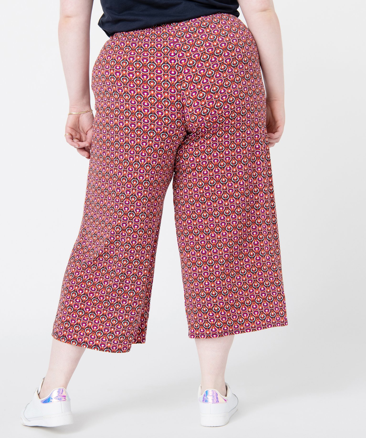 Pantalon femme grande taille ample à motifs graphiques imprime | GEMO