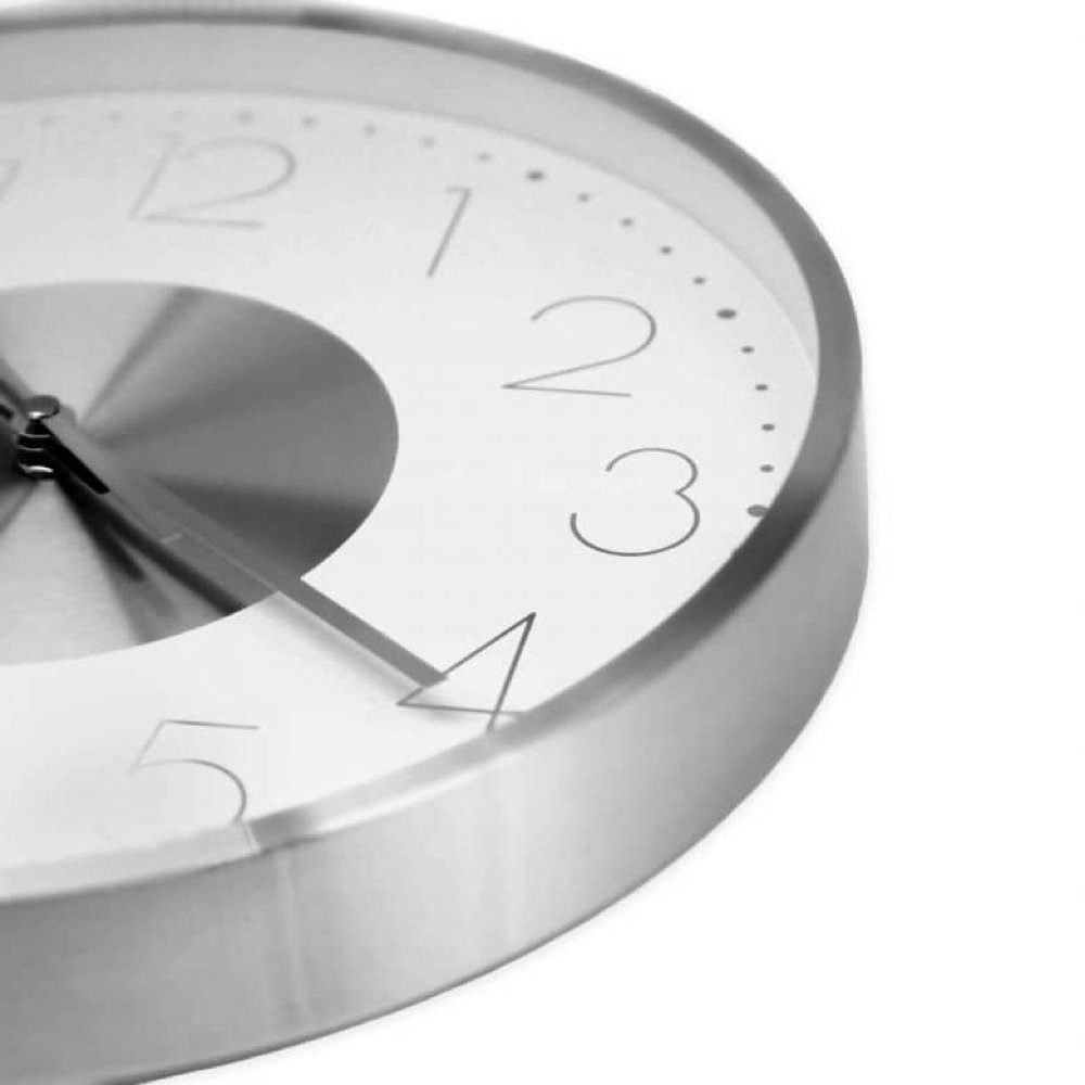 K&L Wall Art Wanduhr Langlebige Aluminium Metalluhr Moderne Loft Uhr (keine Tick-Geräusche, silber Edelstahl- Optik)