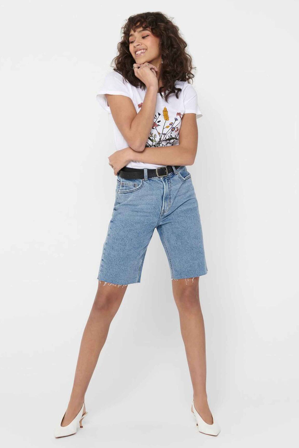 Only Bermudas Femme couleur bleu