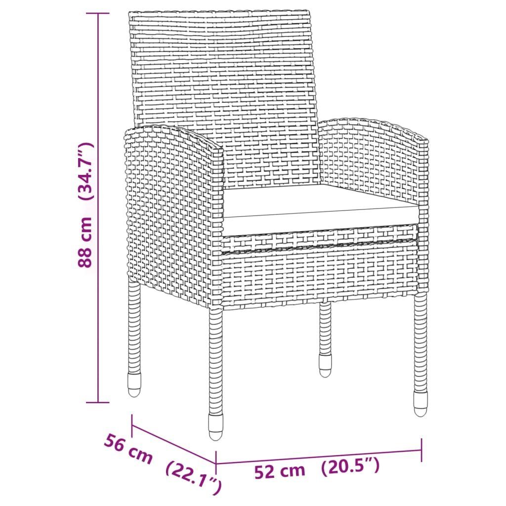 vidaXL Garten-Essgruppe 7-tlg. Garten-Essgruppe Poly Rattan Schwarz, (7-tlg)