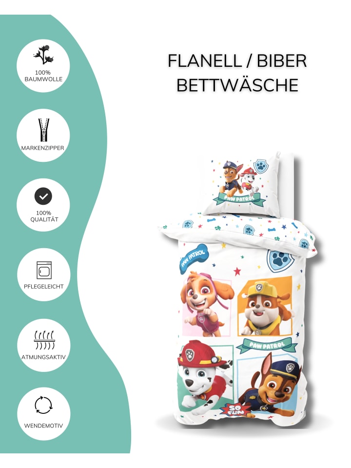 Paw Patrol Bettwäsche-Set Biber/Flanell 