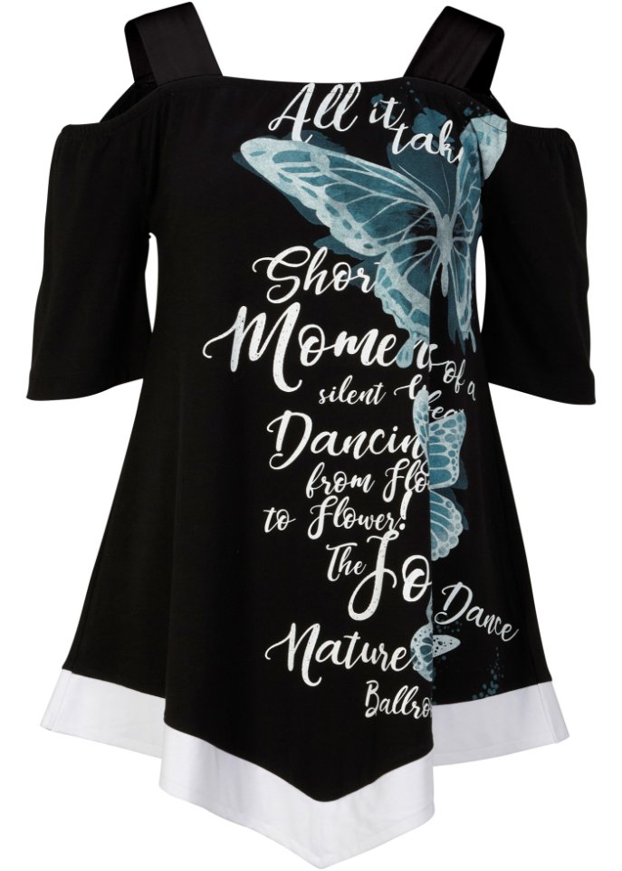 Cold-Shoulder-Shirt mit Druck
