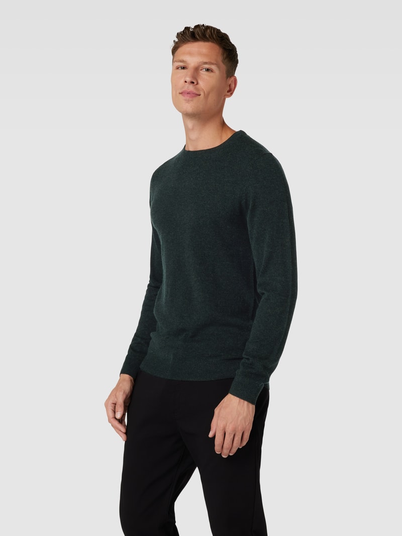 Strickpullover in melierter Optik in dunkelgrün meliert
