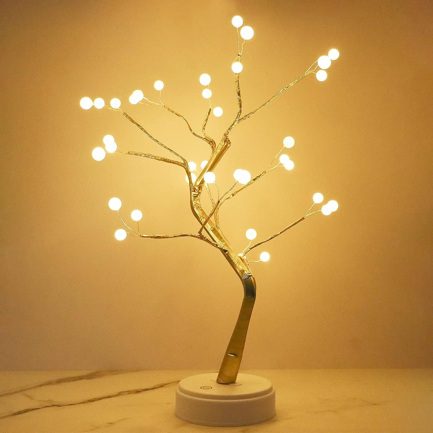 Haiaveng Leuchtzweig LED Baum Lichter Warmweiß USB Bonsai Baum Licht, Dekobaum Belichtet Kleine Baumbeleuchtung Innen Deko 108 Lampenperlen