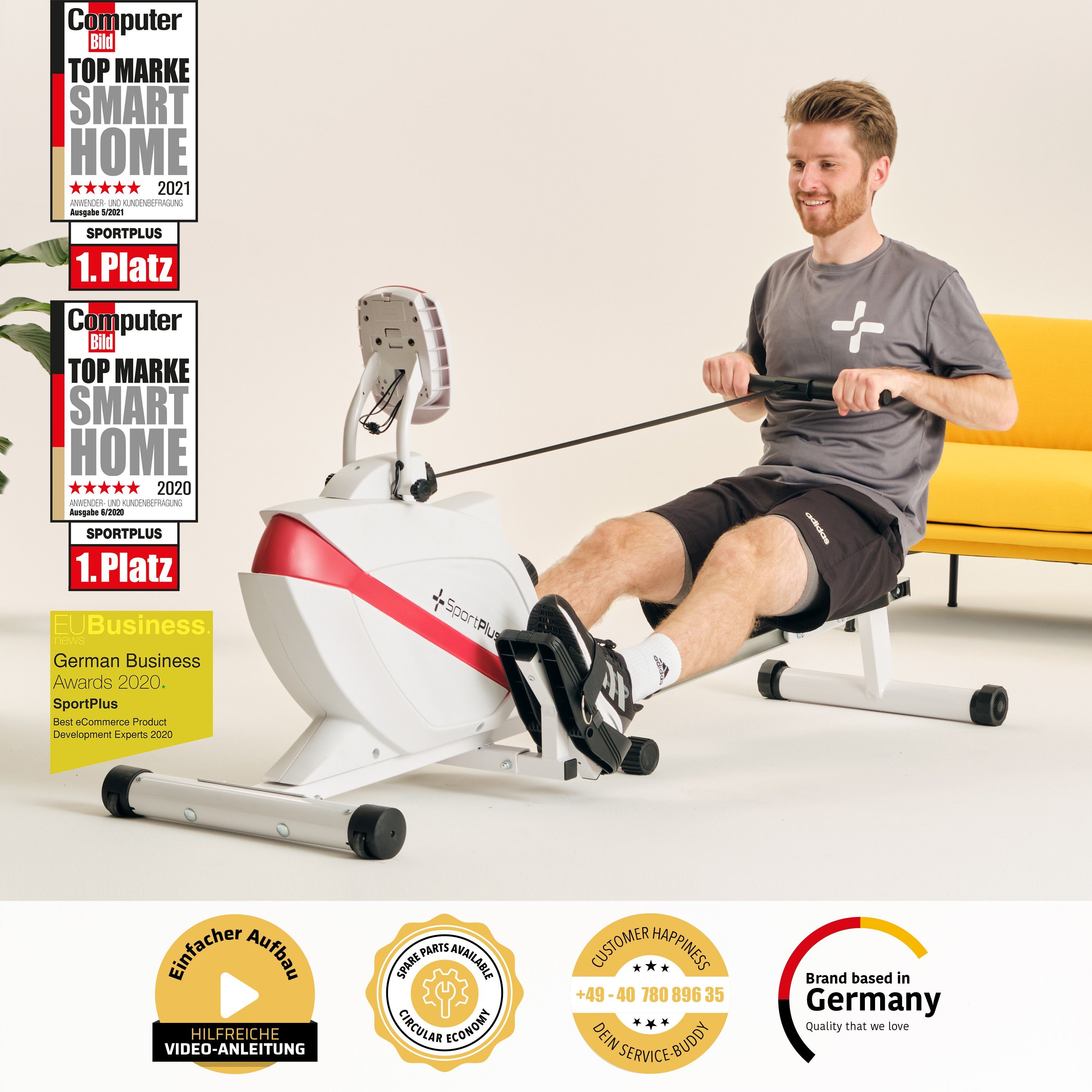 SportPlus Rudergerät SP-MR-008, Rudergerät, Rudermaschine klappbar, Magnet, SP-MR-008