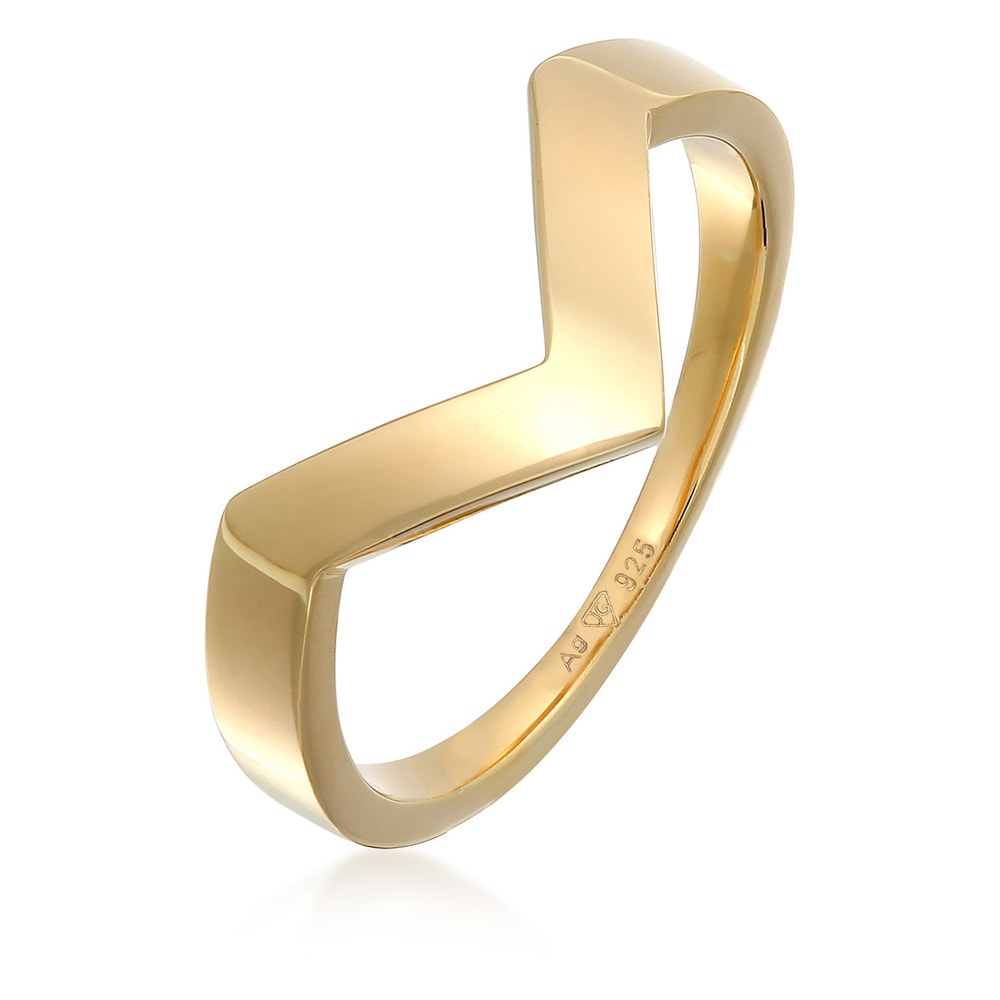 Elli PREMIUM Elli PREMIUM Bague Femmes Forme de V Géo Basique en Argent Sterling 925 Rhodié Bague
