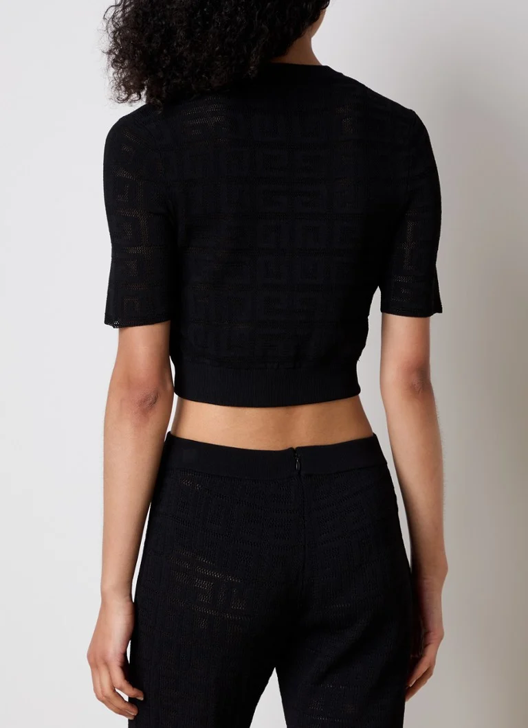 Top corto Givenchy in maglia fine con logo ricamato