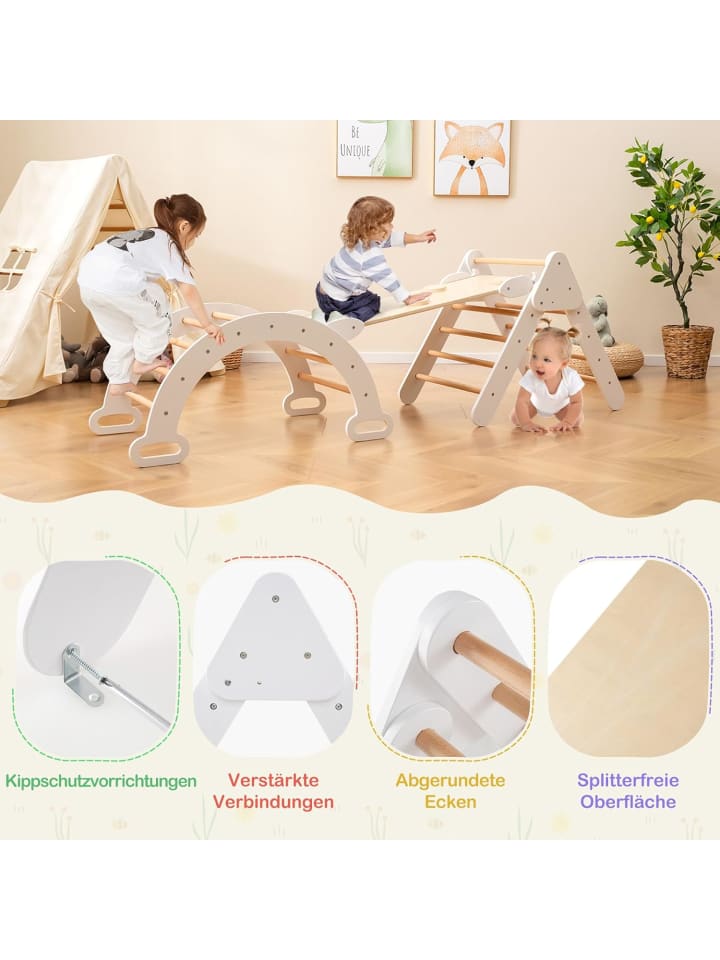 COSTWAY 4 in 1 Kletterdreieck ab 1 Jahre in Weiß günstig kaufen onesize
