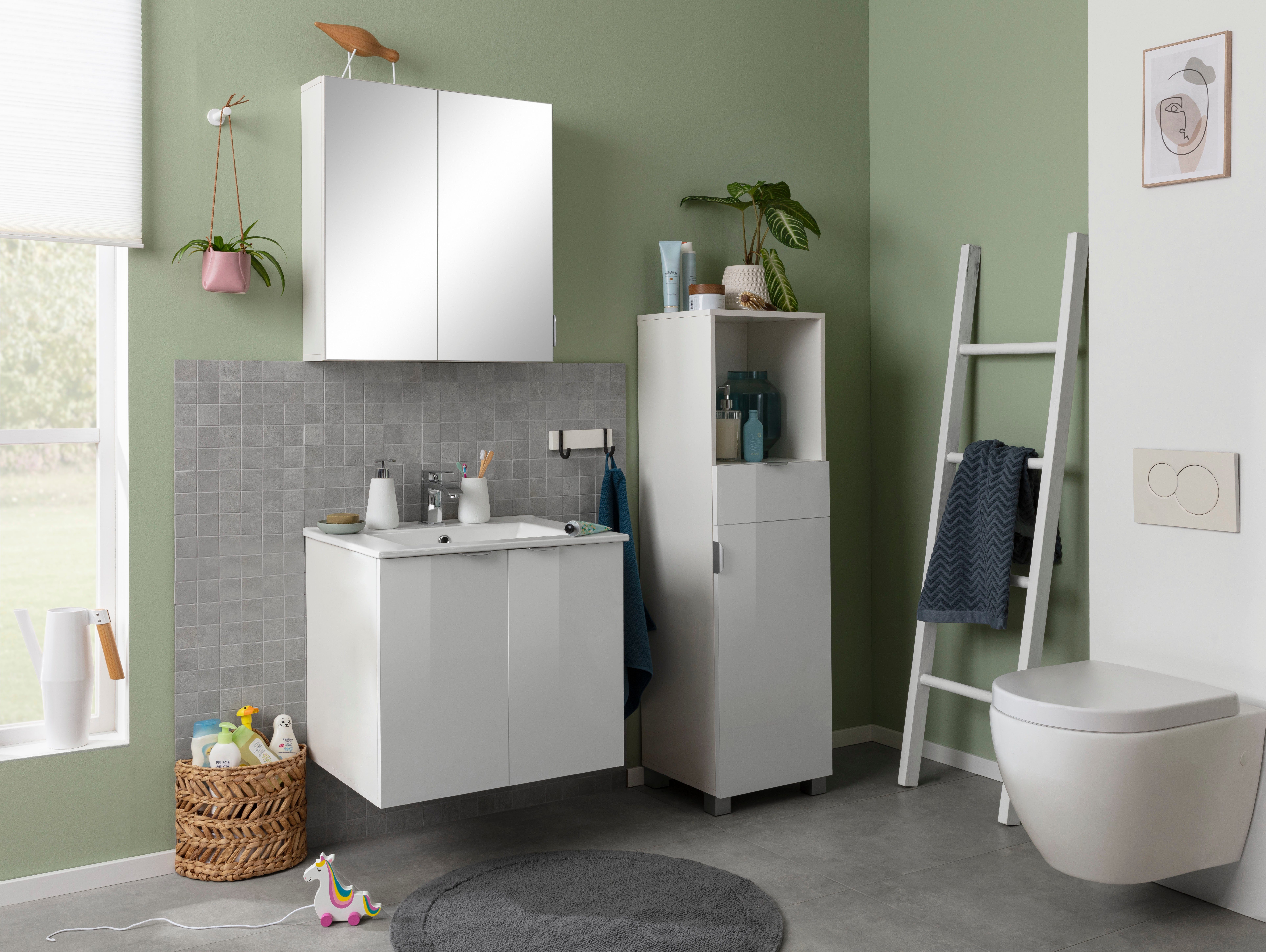 welltime Spiegelschrank Lage, Badschrank, Badezimmerschrank, 60 cm breit Pflegeleichte Oberfläche, FSC®-zertifiziert