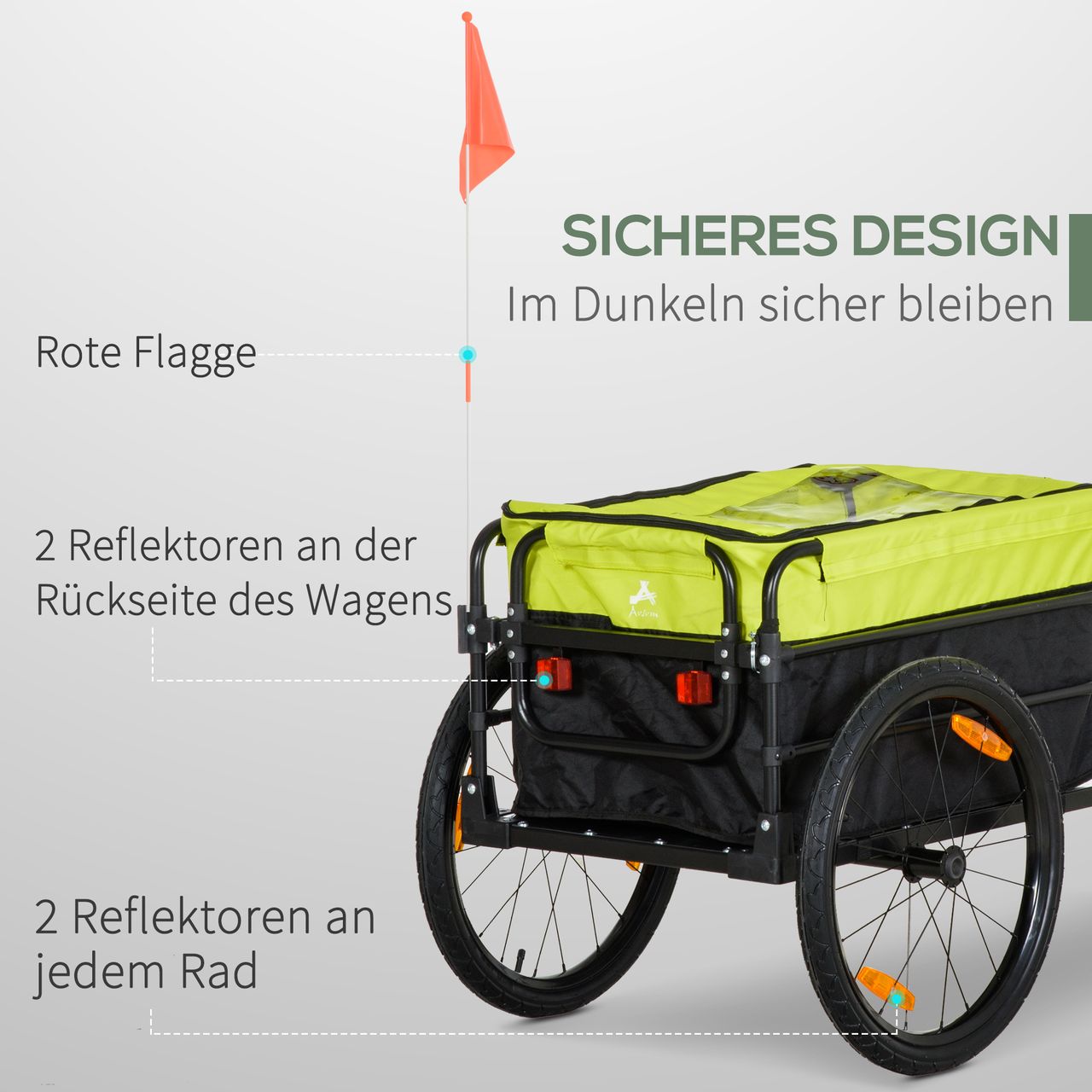 HOMCOM 2-in-1 Fahrradanhänger Lastenanhänger 40 kg Belastbarkeit Schwarz Gelb