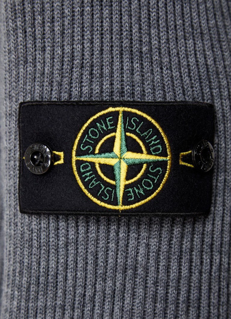 Πουλόβερ Stone Island 552C2 με ριμπ ύφανση από μαλλί-βαμβάκι και λογότυπο
